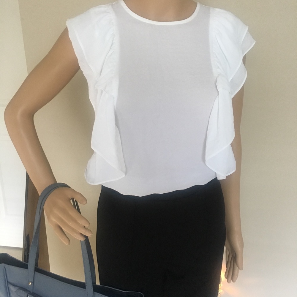 a.n.a white ruffle blouse